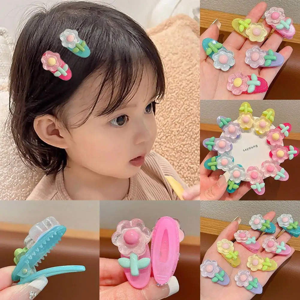 

10pcs Cute Baby Girl Flower Hairline Clips Children's Headwear Side Haircards Female Toddler Hair Accessories