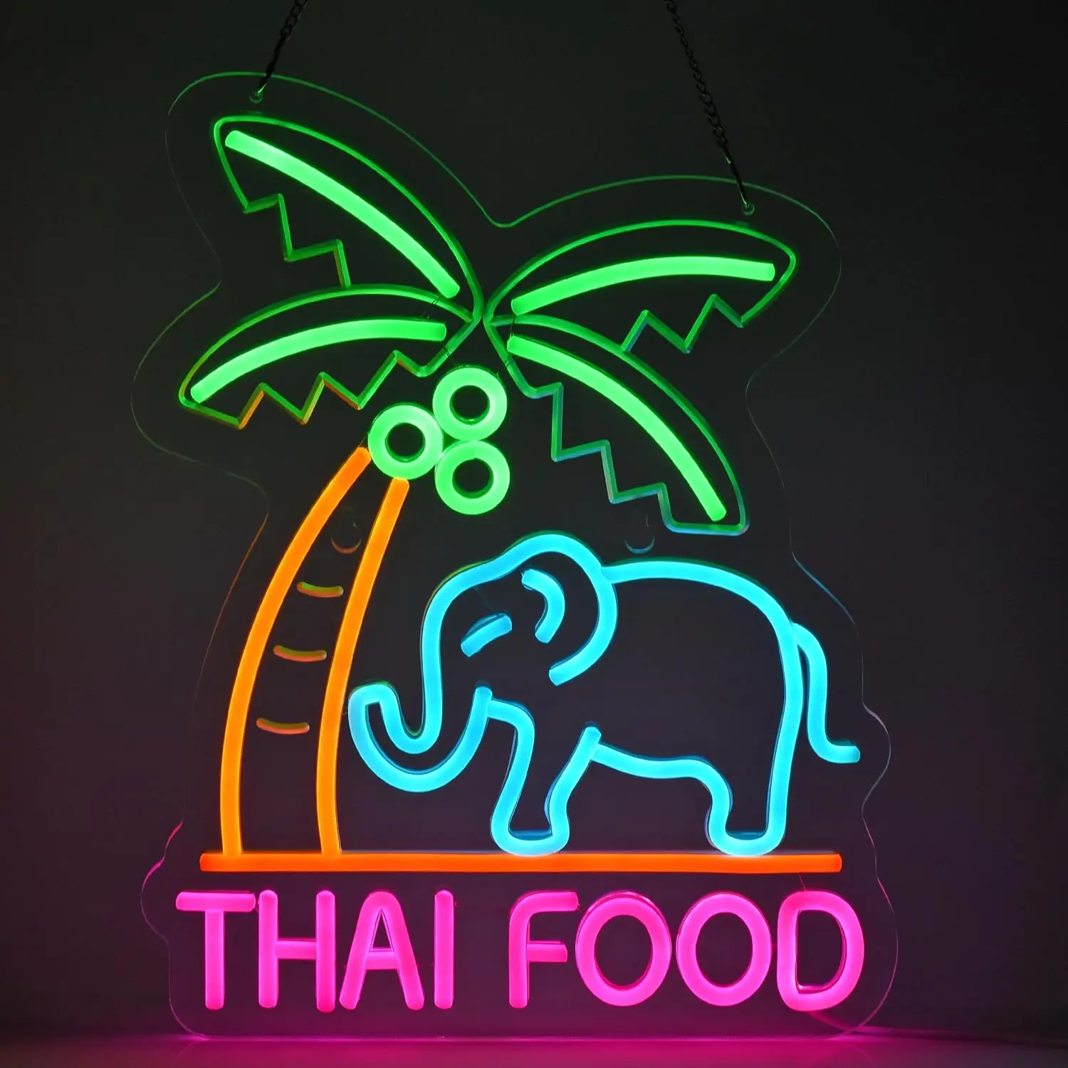 THAI FOOR Neon Sign LED Thailand Neon Light Sign for Shop Signage Shop Indoor Restaurant Bar Sign Shop Decoration USB Powered