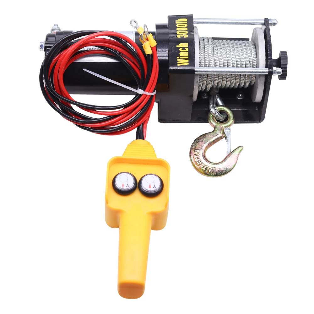 3000lbs Electric Recovery Winch Kit ATV Trailer Truck Car DC 12V Remote Control Hoist Winch Block Mud Rescue Beach Hauling Tools