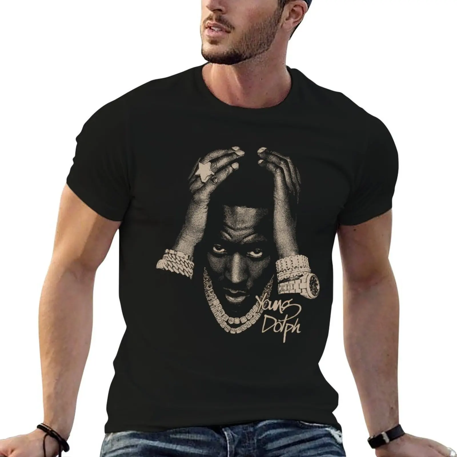 Young Rapper Dolph Black T-Shirt blanks anime figures tshirts for men