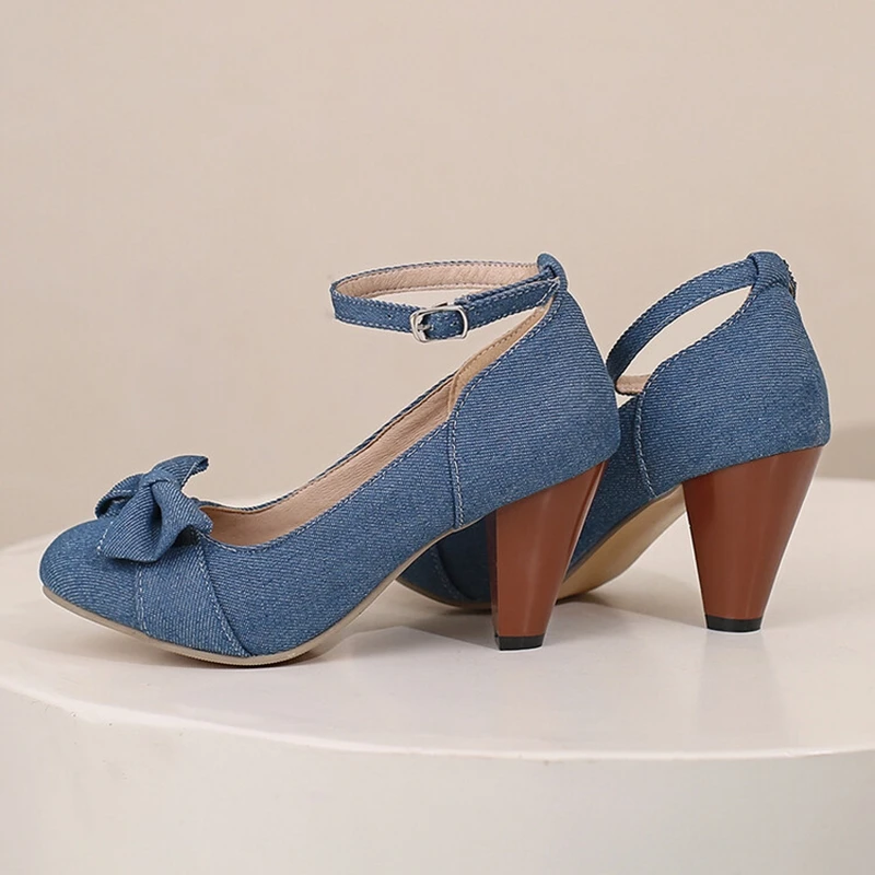 REAVE CAT كلاسيكي أسود أبيض النساء مضخات جولة تو كتلة كعب T حزام 9 سنتيمتر منصة 2.5 سنتيمتر مشبك سيدة أحذية كبيرة الحجم 42 43 33 #4