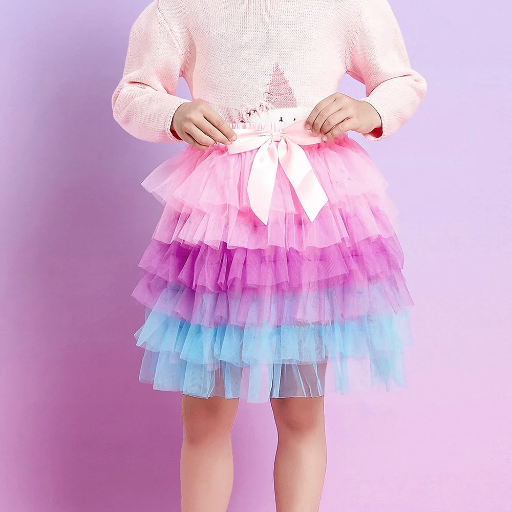 VIKITA Girls Tulle Tutu Skirts Kids Princess Layered Ball Gown Pettiskirt Ballet Dance Party Birthday Cake Sweet Mini Skirt