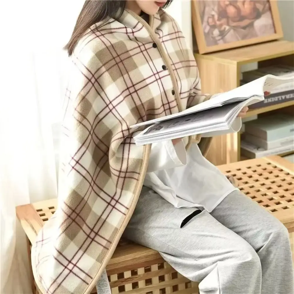 

Lazy Plaid Blanket Wearable Blanket Thicken Soft Home Shawl Polyester with Button Flannel Blanket Winter