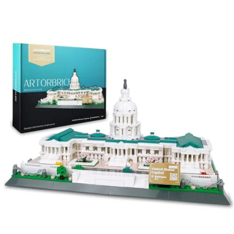 

Architectural United States Capitol Building Collection Building Set Model Kit and Gift for Adults 1074 Pieces White with Detai
