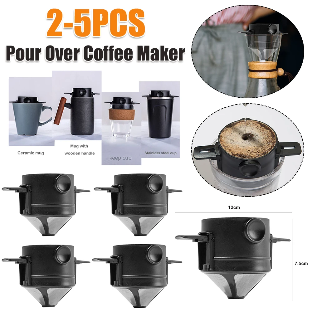 

Pour Over Coffee Maker Reusable Coffee Filter Stainless Steel Coffee Dripper Easy To Clean No Filter Paper for Drip Coffee & Tea