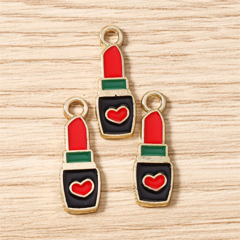 Tusember 10 Stück Niedliche Kristall-Lippenstift-, Handtaschen-, Schuh- und High-Heel-Anhänger für Halsketten, Ohrringe, Armbänder und Bastelarbeiten – Detail 32