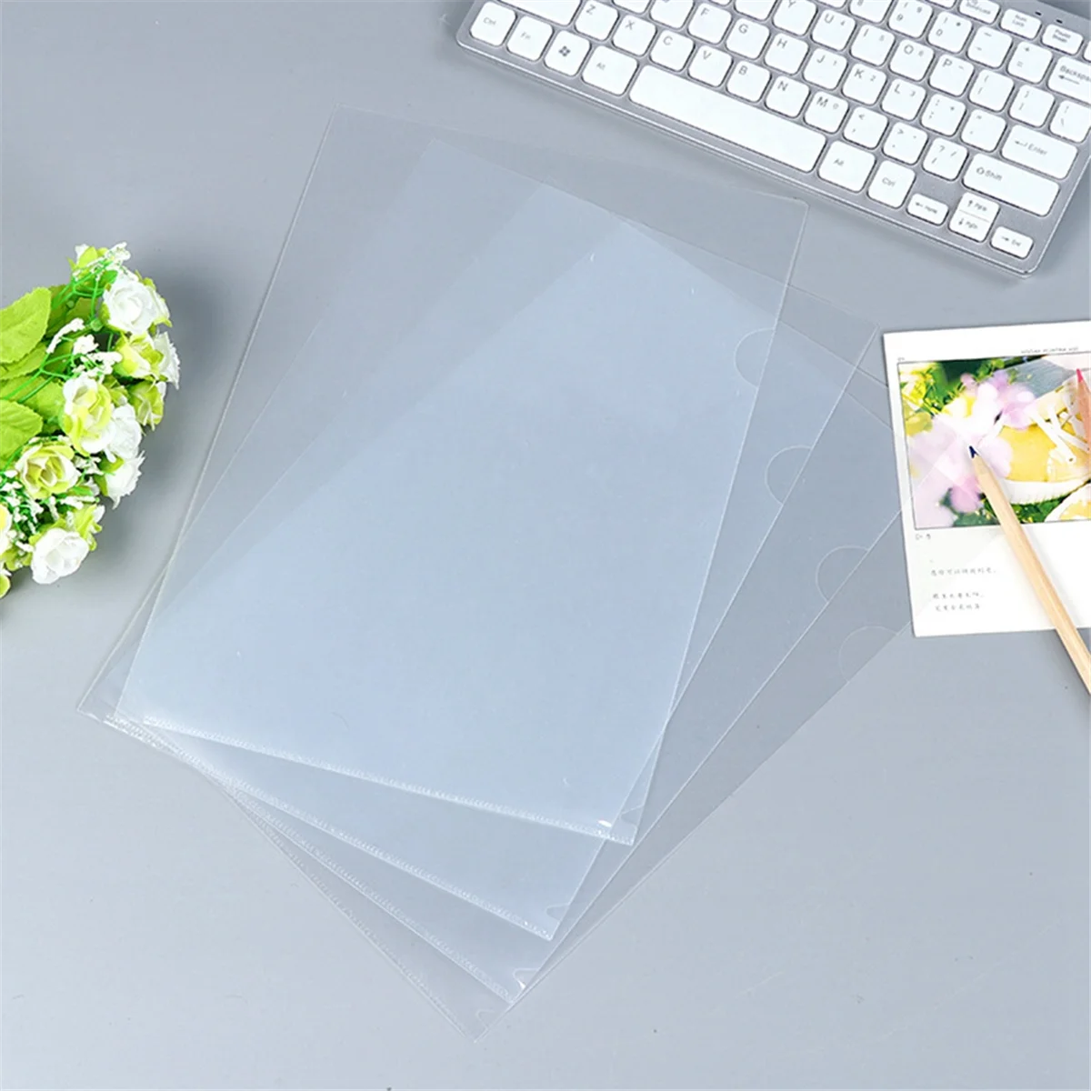 50Pcs Plastic Folders A4 Sleeves Wallets for Protection Files with Top & Side Open Sleeves for A4 Paper Work Office