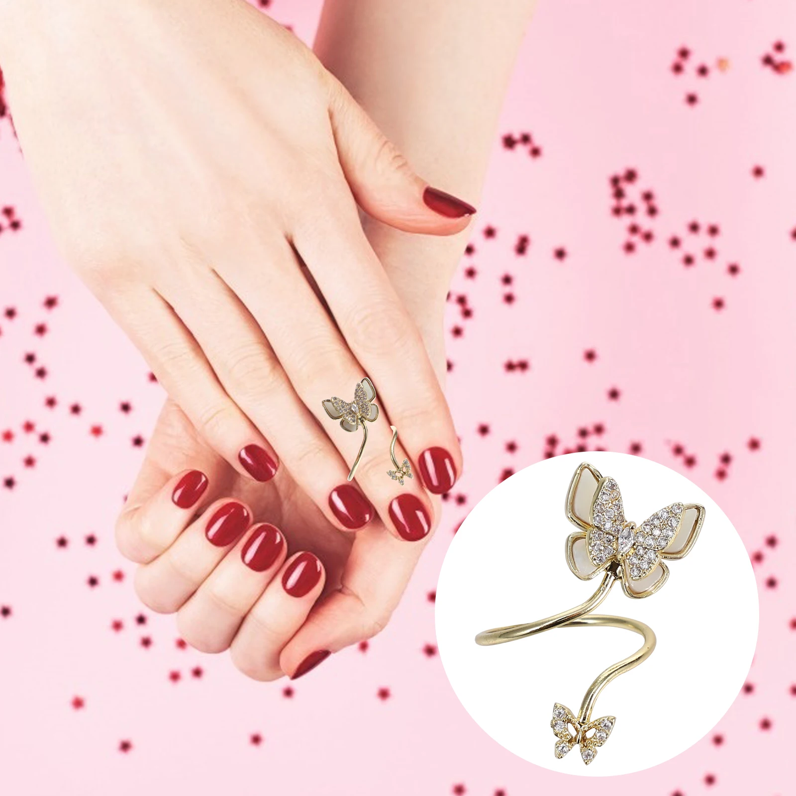 

Butterfly Ring Fingernail Fashion Rings for Women Decorating Nails Jewelry Tip Ornaments