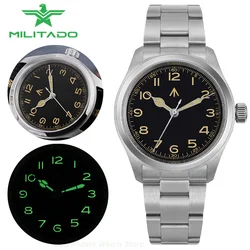 Militado ML08 Military Watch VH31 Quartz Movement Double Domed Sapphire C3 Super Luminous 10Bar Waterproof 38mm Vintage Watches