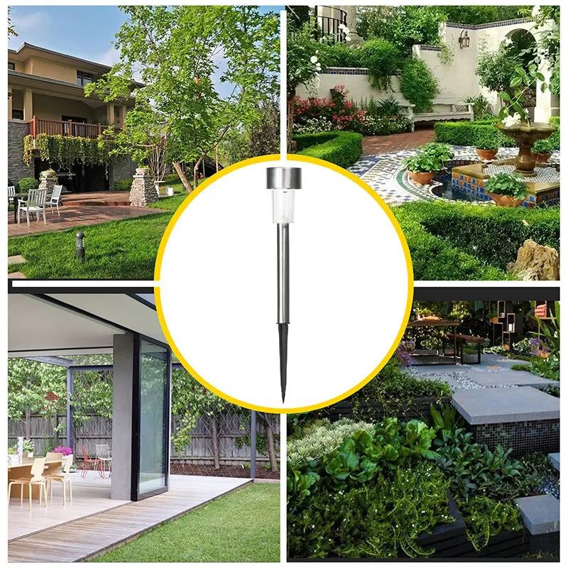 Lanter-luz Solar de acero inoxidable para jardín, lámpara alimentada por energía Solar para exteriores, iluminación de paisaje impermeable, decoración de césped de patio, 10-24 piezas