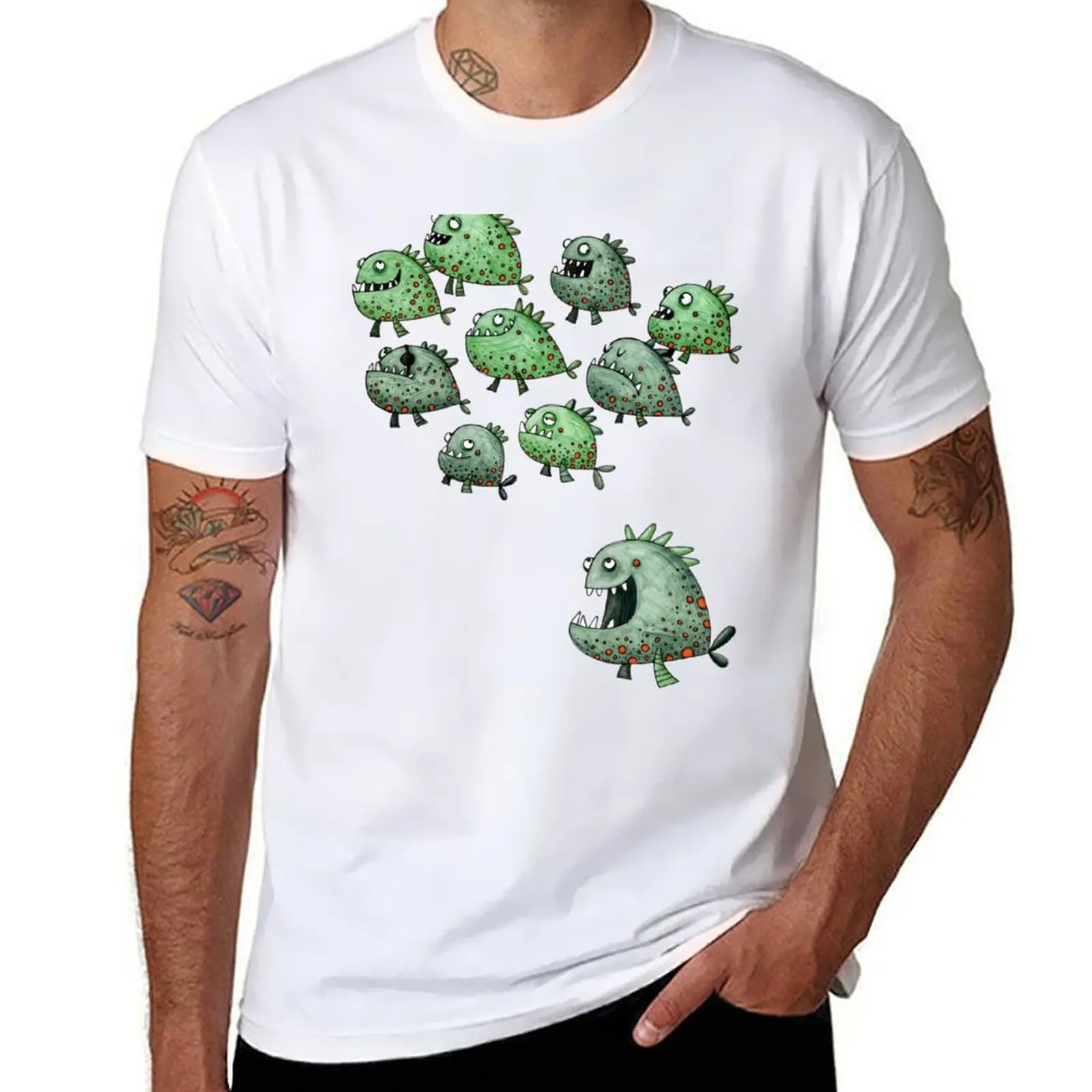 Swarm Of Piranhas T-Shirt noir coton t-shirt uni pour homme paquet t-shirts pour homme coupe ajustée T-Shirt