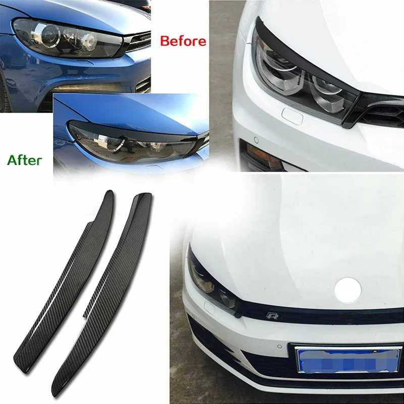 

For VW Scirocco R GTS 2008 2009 2010 2011 2012 2013 2014 2015 2016 2017 Car Front Headlight Eyebrow Eyelid Cover Trim Stickers