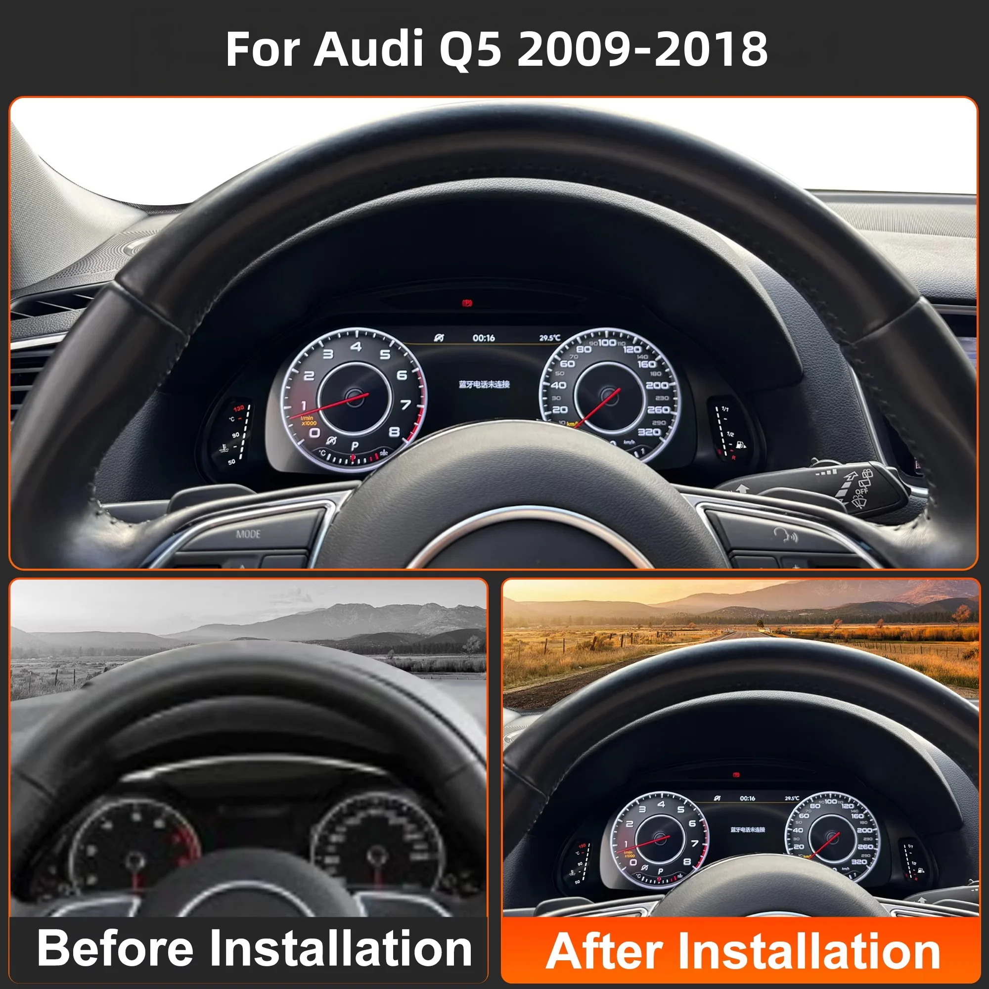 Digital Instrument Cluster For Audi A3 12-20 A4 09-12-16 Q5 09-18 A6/A7 13-18 Speedometer 12.3” HD Screen iOS CarPlay Plug&Play