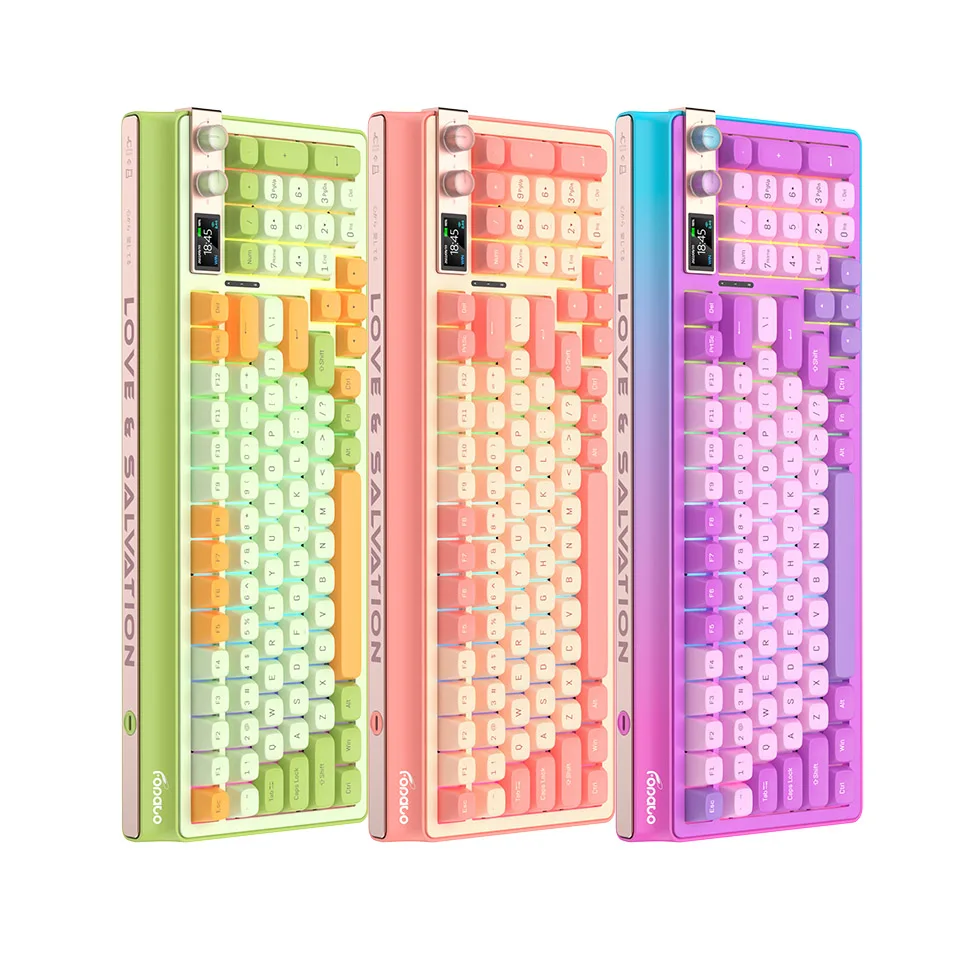 fopato h98 teclado modo de jogo sem fio teclado mecanico hot swappable pcb rgb switch efeito de iluminacao rgb tipo c 24g bt 01