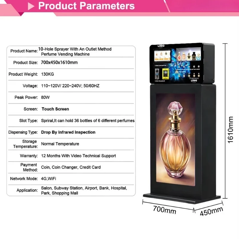 Floor Standing Smart Perfume Sampling Machine Automatic Spray Tester Touch Screen Dispenser for Perfume Bar Mall