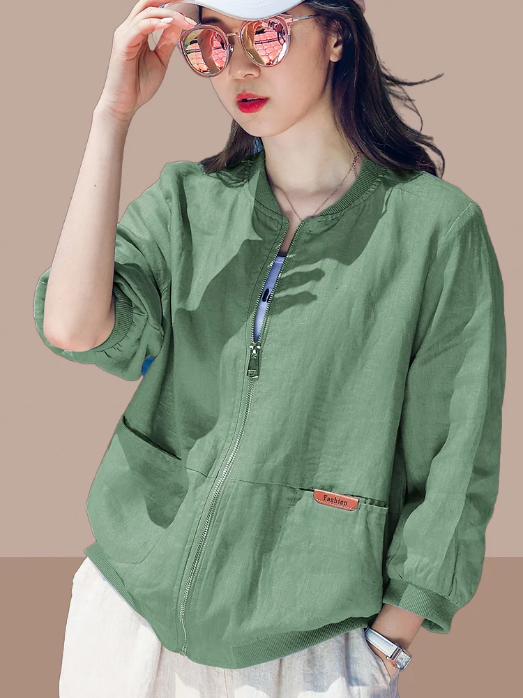 

Женская летняя новинка 2026: Свободная уличная куртка-кардиган для защиты от солнца, дышащая, тонкая, из смесового хлопка и полиэстера