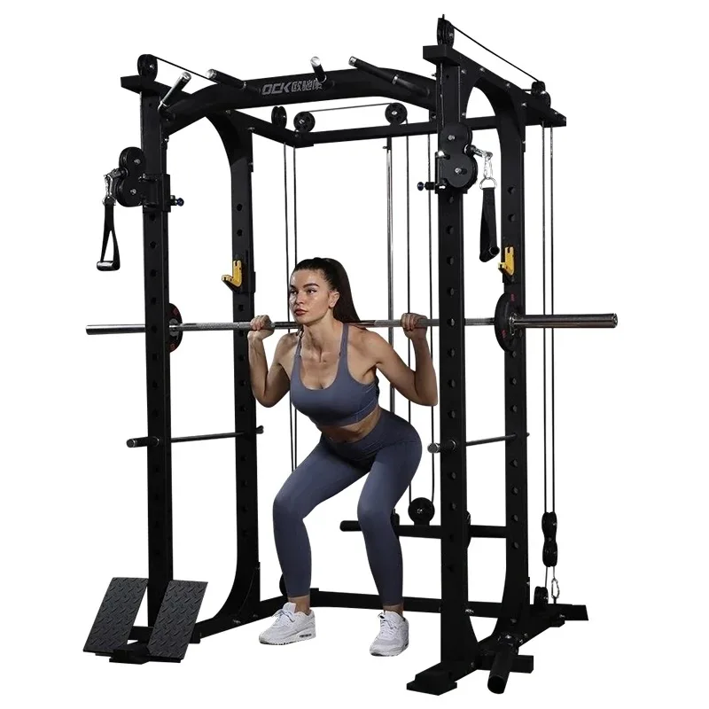 Professional Home Gym Equipment Squat Rack Exercise Cable Workout Machine Fitness Power Cage Multifunction Smith Machine