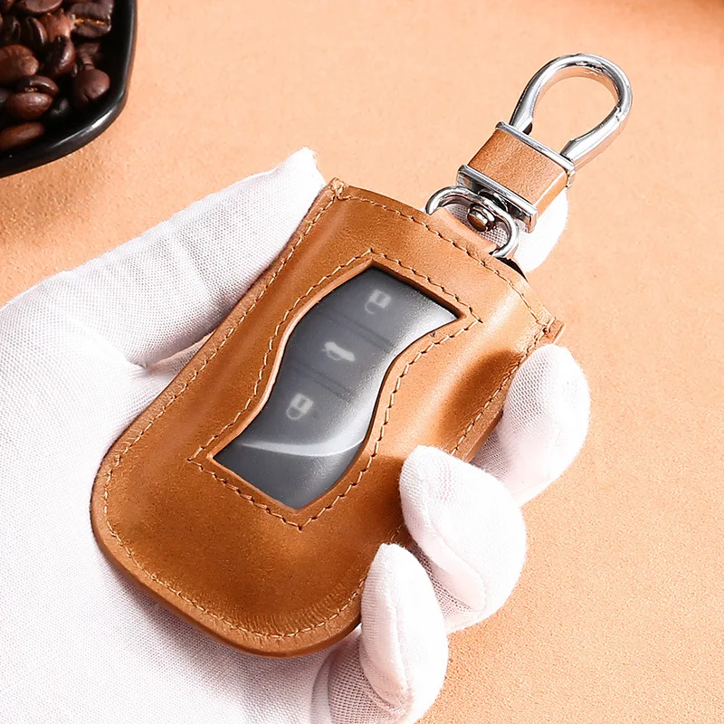 2024 New Cross border Car Key Bag Leather Zipper Showcase Men's and Women's Car Key Sets Retro Leisure