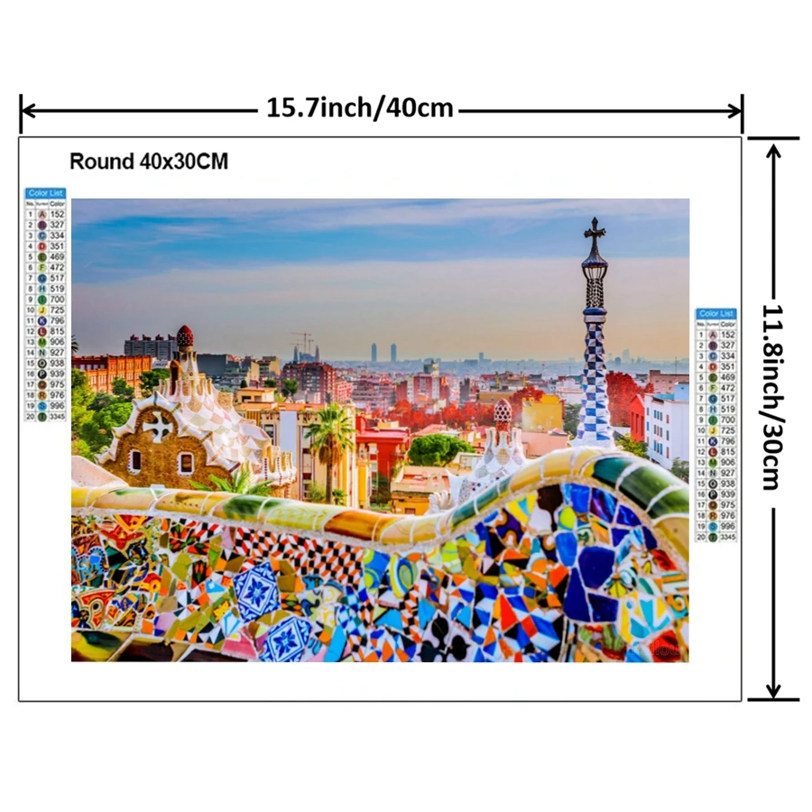 Park Guell Barcelona Spain Scenery 5d Full Diamond Painting Beauty Carmel Hill Scenery Mosaic Cross Stitch Handcraft Gift Decor