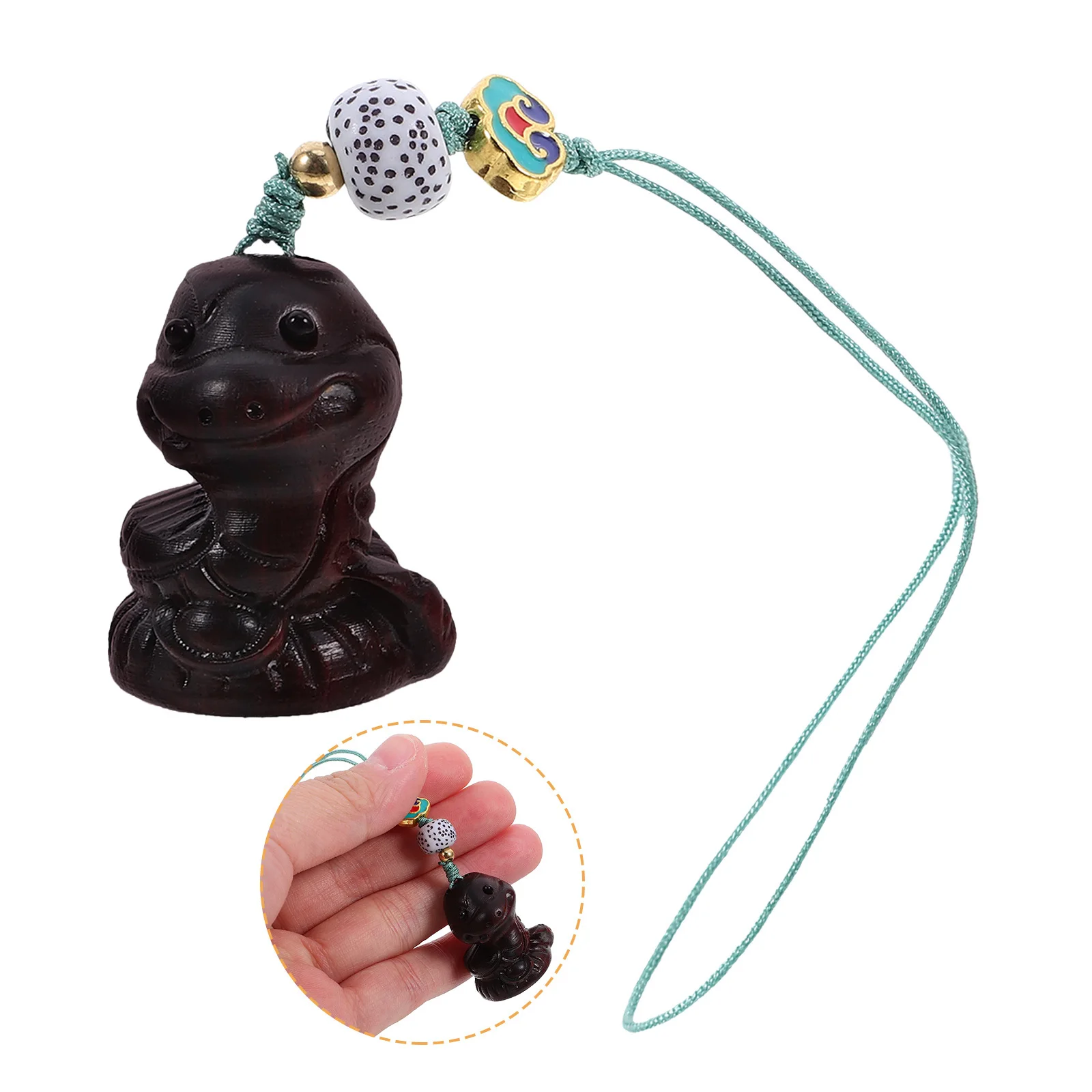 

Wooden Carving Zodiac Snake Pendant 2025 Year of The Snake Hanging Bag Pendant Mobile Phone Keychain Feng Shui Decoration