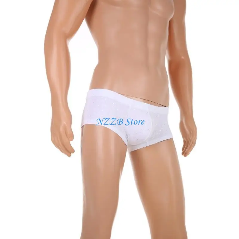 

T21F Men's Glitter Sequins Underwear Briefs Low Rise Lingerie Boxers Shorts