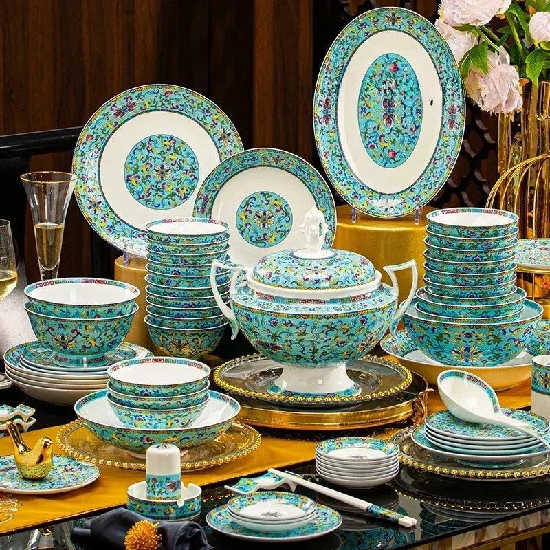 Gift Vajillas Completa Dinner Set Fine Party Wedding Dinnerware Sets Plates Luxury Dinner Guests Kitchen Dinnerware Sets
