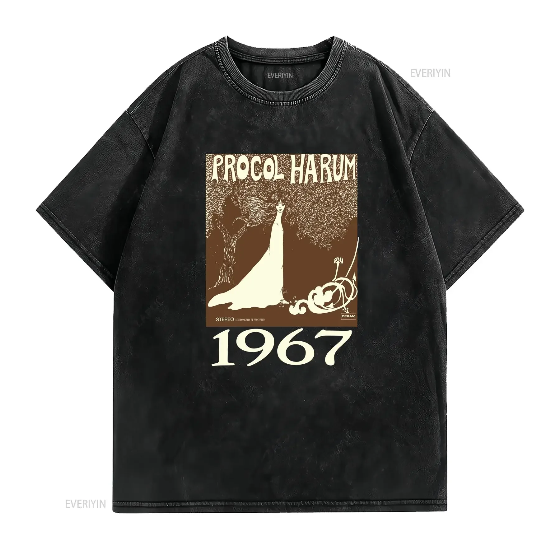 PROCOL HARUM DEBUT ALBUM 1967 T SHIRT ROCK ROLL 100 COTTON BLACK NEW vintage Washed Stretched homme Slightly graphic fashion
