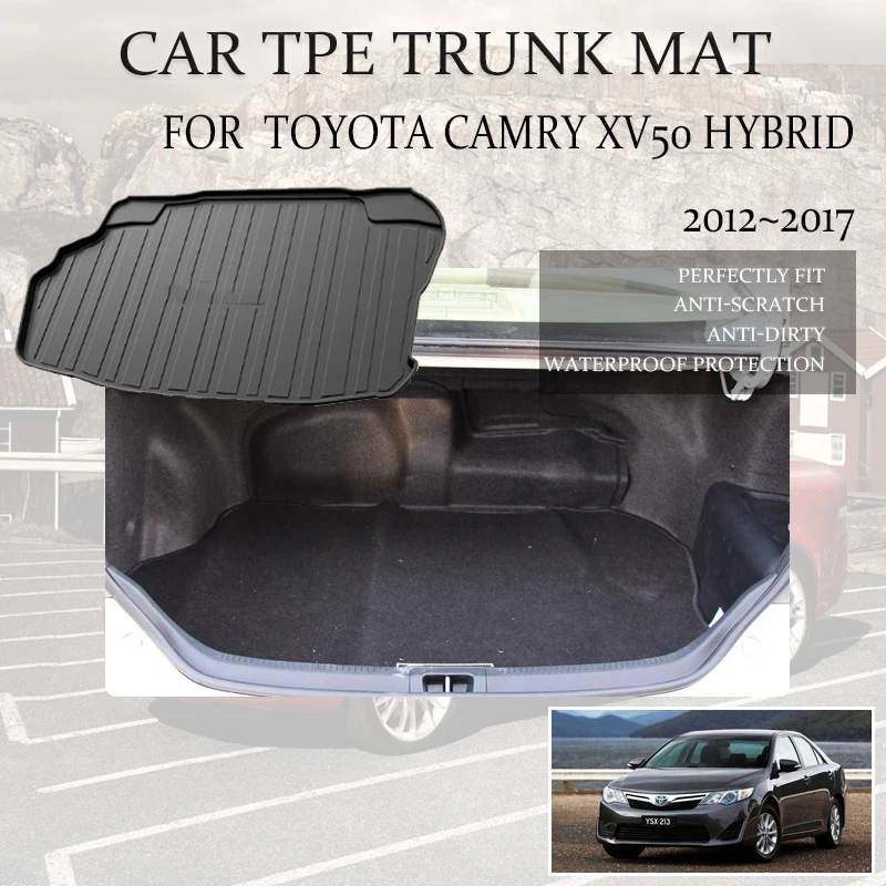 

TPE Car Rear Trunk Mat For Toyota Camry XV50 2012~2017 Hybrid Waterproof Carpets Boot Covers Trunk Storage Pads Auto Accessories