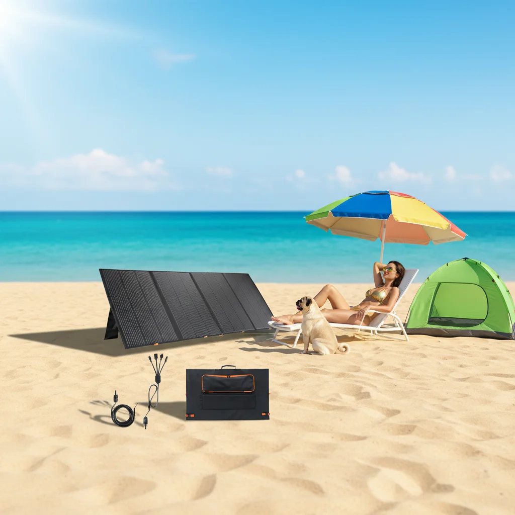 400 Watts 4 Plate ETFE Folding Solar Panel With 23.5% Photoelectric Efficiency Supports OEM/ODM Various Connectors Attached