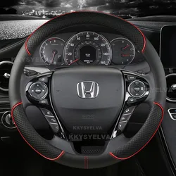 PU Leather Car Steering Wheel Cover For Honda Accord 9 2013-2017 Crosstour 2013-2015 Odyssey 2013 2014 2015 Auto Accessories