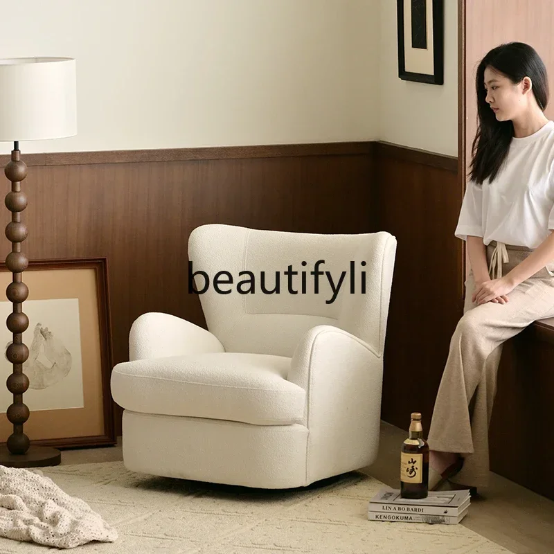 

SS Modern retro single sofa chair rotating small apartment bedroom leisure
