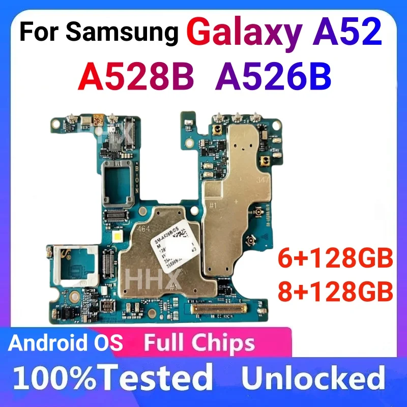 For Samsung Galaxy A52 A526B A528B Unlocked Motherboard Android System 100% Tested Good Working Logic Board Full Chips Mainboard