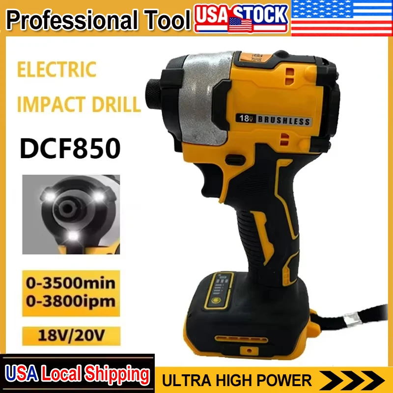 

Fit DEWALT DCF850 205N.m Brushless Impact Driver Cordless Screwdriver 18V Rechargeable Electric Impact Drill Power Tools