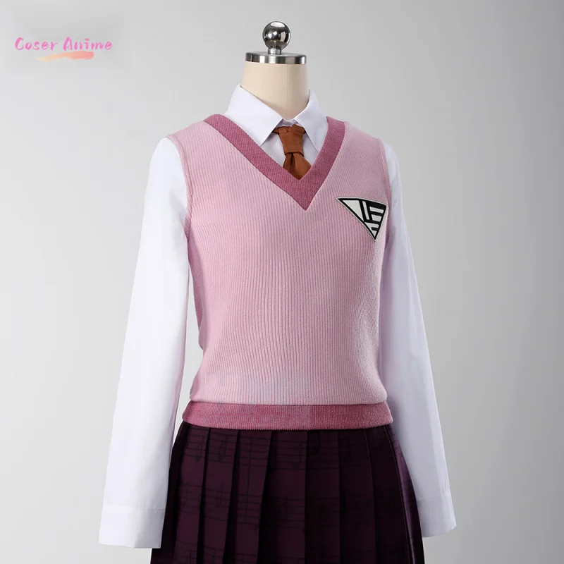 【Coser】Danganronpa V3 Akamatsu Kaede أزياء تنكرية مجموعة تنورة موحدة أنيمي سترة + قميص + تنورة + جوارب + ربطة عنق