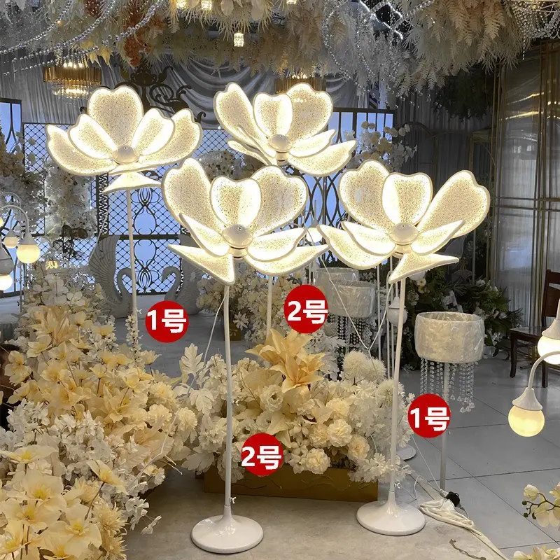 guide flower wedding props big flower decoration peony flower lamp luminous street guide lamp t table lace petal road gu