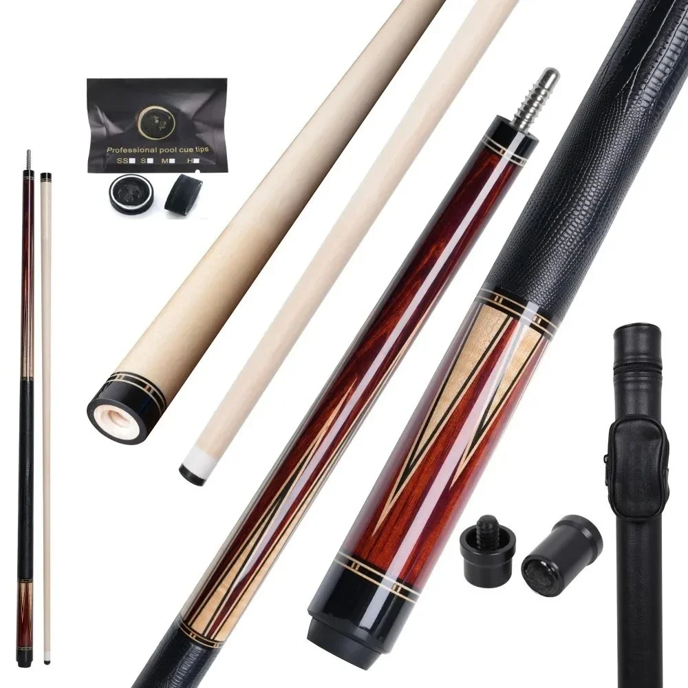 

Luxury Straight Pool Cue Stick Handmade Inlay With Curly Design Steel Joint Special For Billiard Players