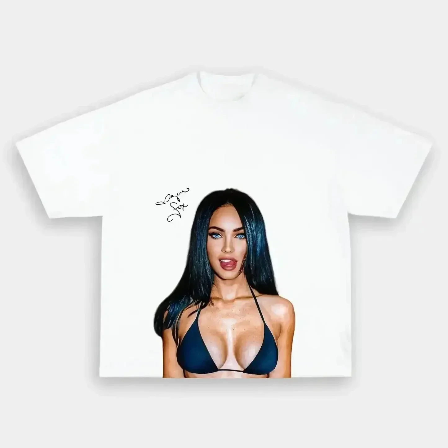Summer Fashion O-Neck Oversized T-Shirt Unisex Short Sleeve Megan Fox Signature Portrait Graphic Cotton Shirt