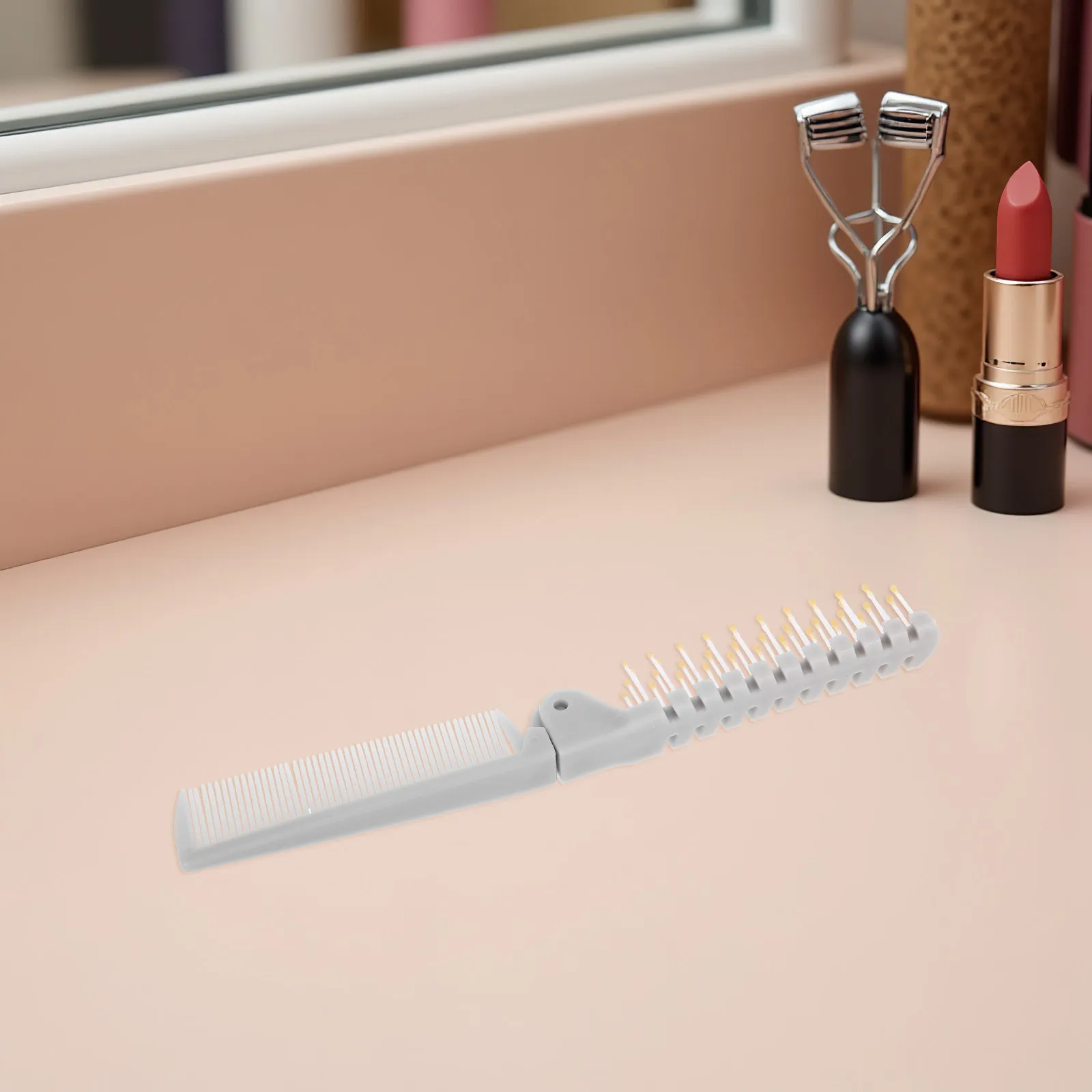 Double Sided Hair Brush Foldable Folding and Comb Pocket Double-tooth for Purse Fold-up Dual-use