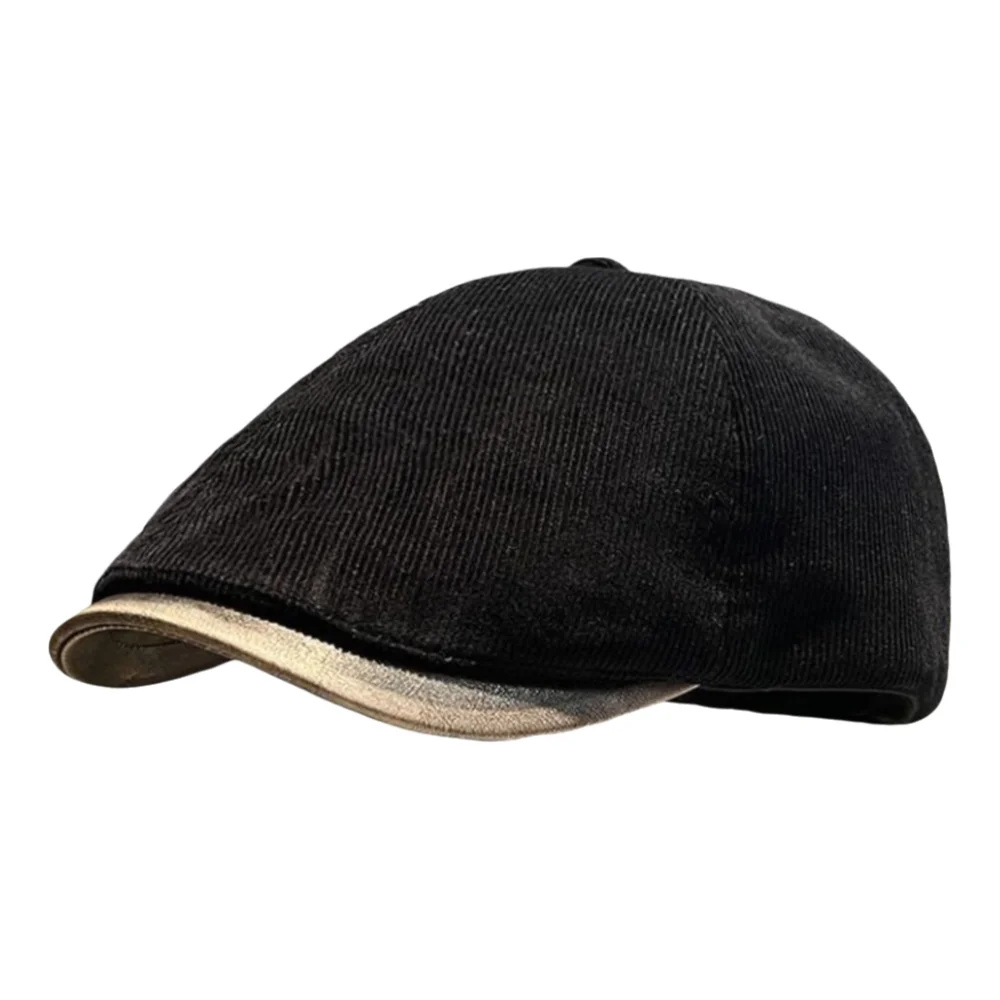 

Fashion Retro Corduroy Beret Hat Adjustable Baker Peaked Painter Hat Cotton Newsboy Hat Men