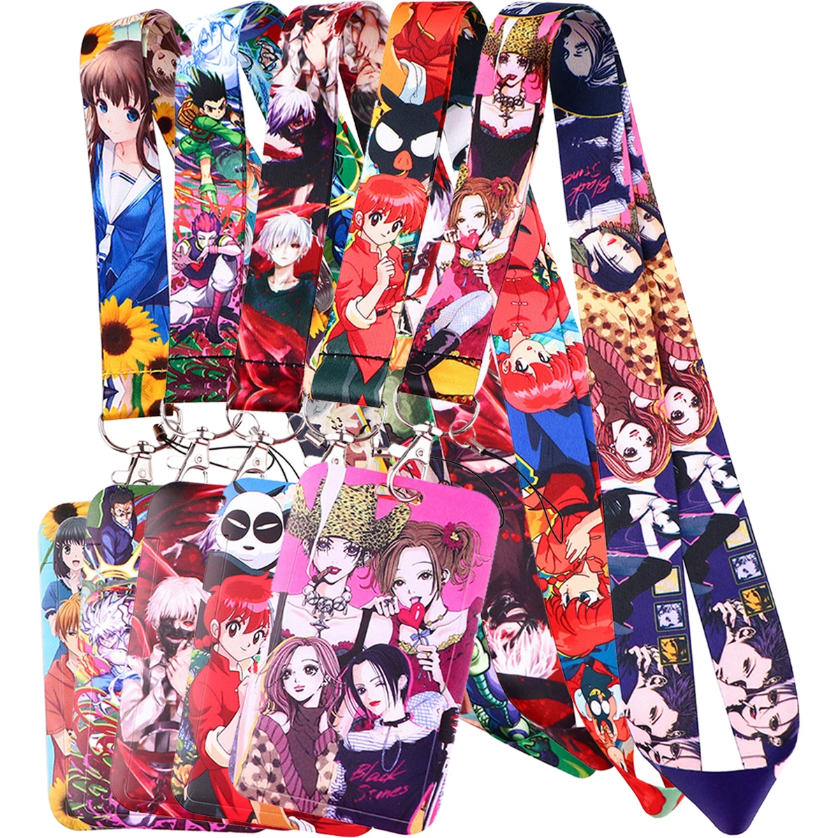 Anime Card Cover Neck Strap Lanyards Keychain ID Bus Credit Card Pass Hang Rope Lariat Keyrings Lanyard Accessories