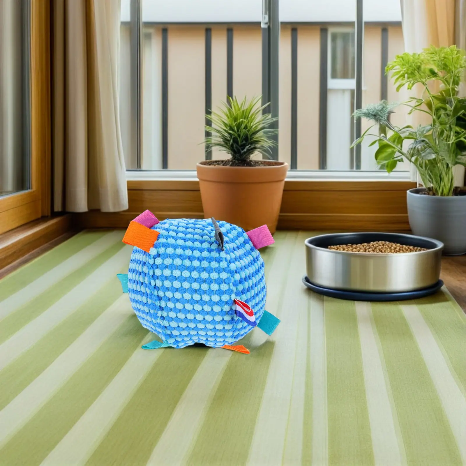 

Интерактивный мяч-пищалка для собак синего цвета со встроенным колокольчиком, мягкий, жевательный, для прорезывания зубов, для домашних собак мелких, средних и крупных пород