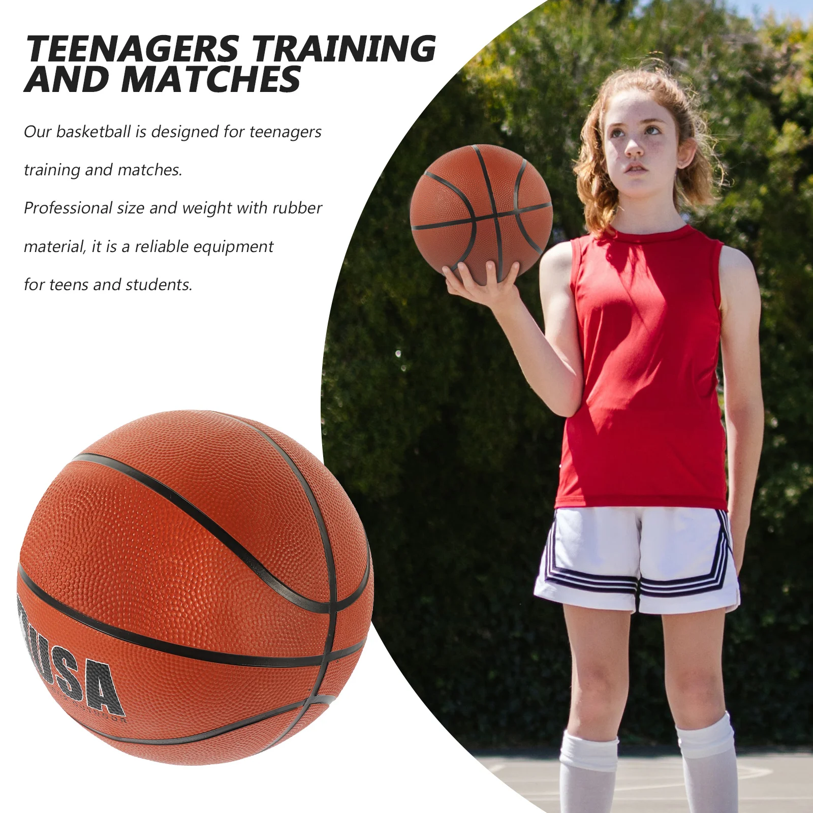 1 stks tiener basketbal professionele maat duurzame rubberen standaard bal indoor outdoor training skidproof oppervlak bal