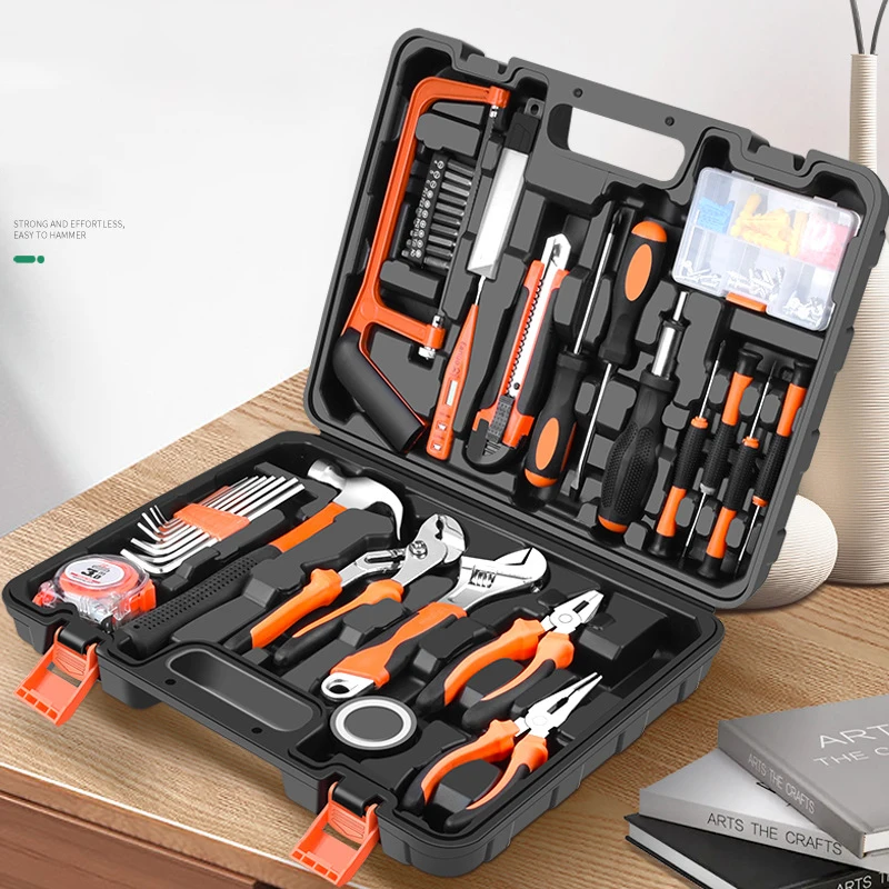 19 PCS Hand Tool Combination Set Hand Saw Screwdriver Wrench  Hammer Pliers Tape Tape Measure Knife Screws Voltage Detection Pen