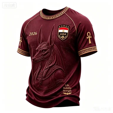 2026 Men Egypt National Team Raglan Football Shirt Full Ancient Egyptian Relief Jacquard Quick Dry Breathable Fan Sport Jersey