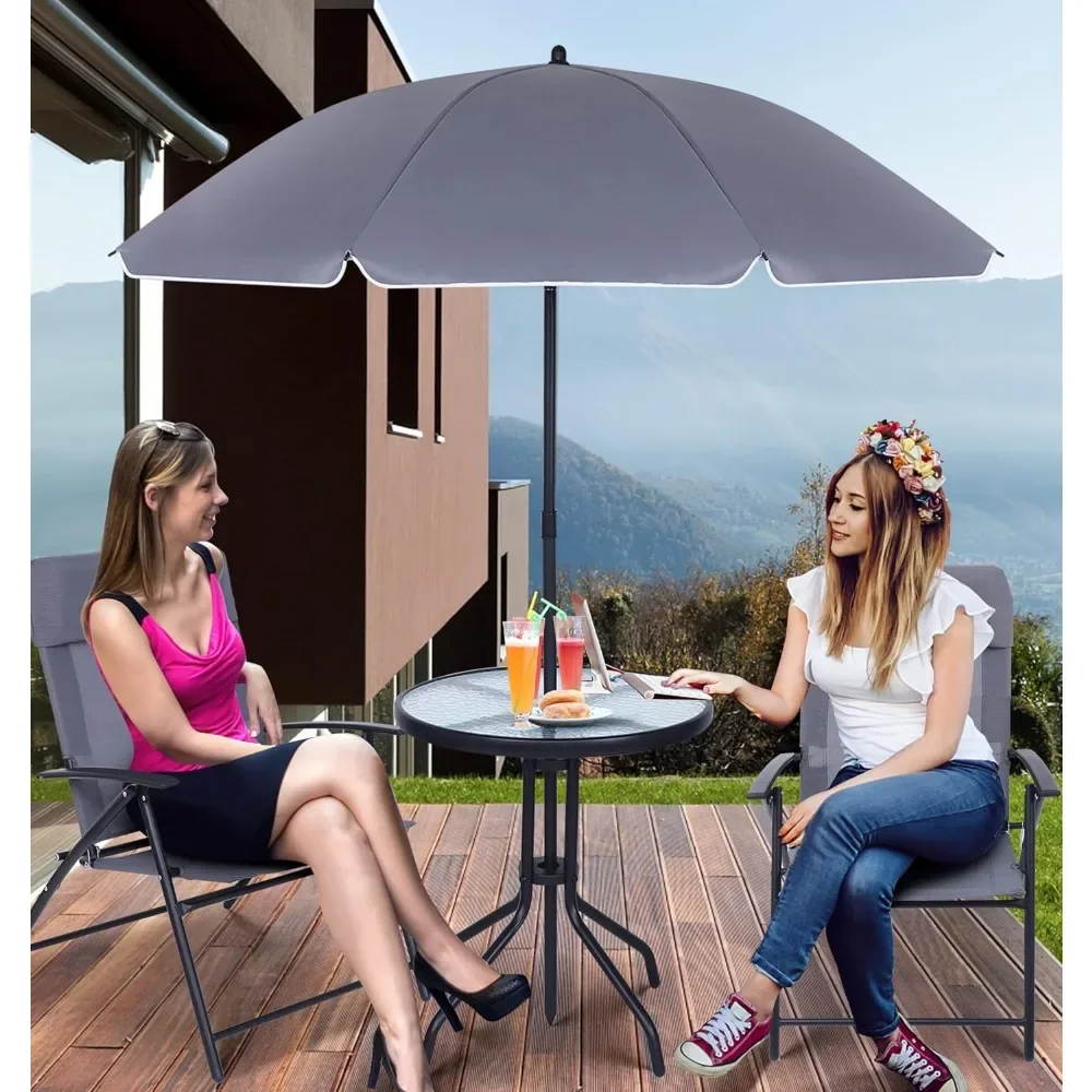 

4 Piece Patio Dining Set, Outdoor Garden Furniture Bistro Set with Tilted Removable Umbrella