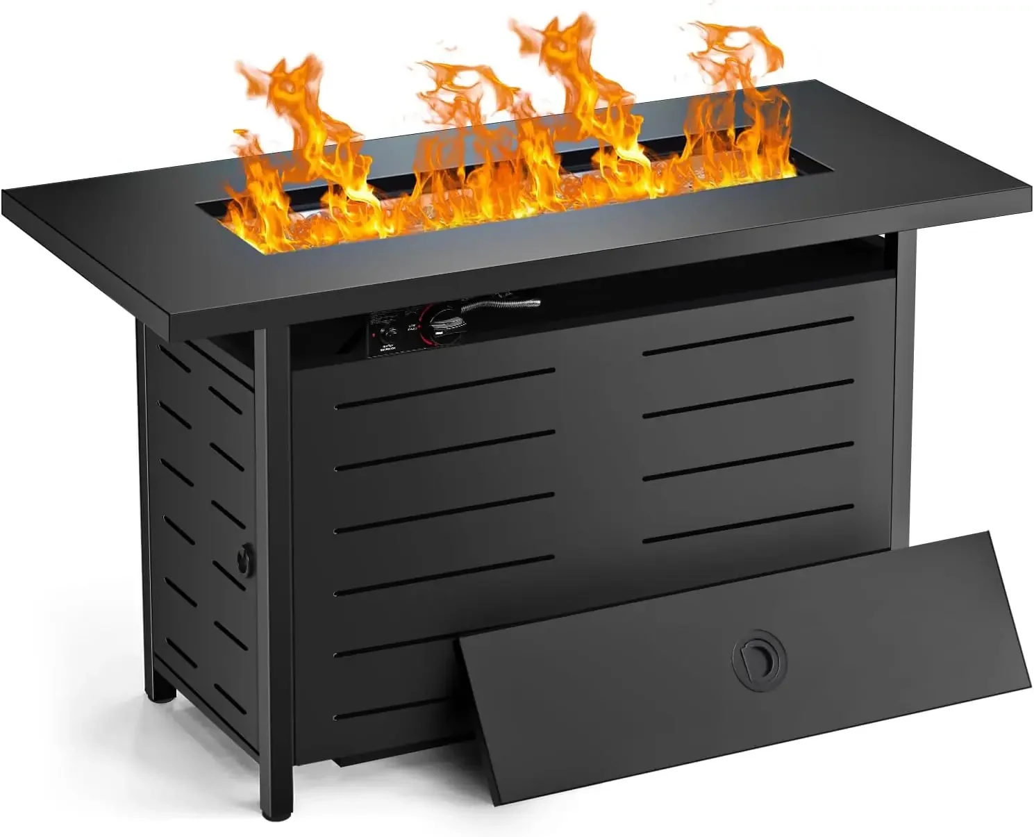 42 Inch Gas Fire Pit Table, 60,000 BTU Propane Pits for Outside with Steel Lid and Waterproof Cover
