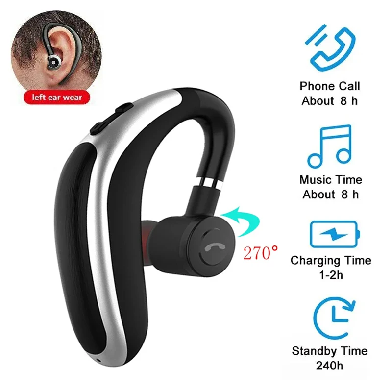 Bluetooth 5.0 Ear Hook Earphone TWS Wireless Headphone HiFi Stereo Sport Noise Reduction Earbud Waterproof Headste For Cellphone