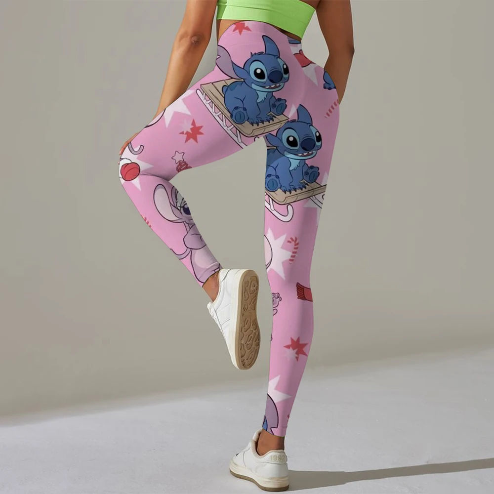 Disney Stitch print High Waist Yoga Legging Women Sport Cropped Pants Butter Athletic Gym Comprehensive Training Jog