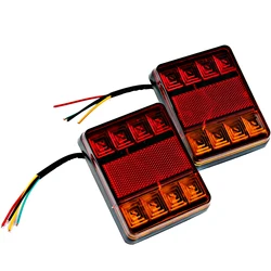 Tailights Rear Parts for Trailer Truck Boat Rear Lamps Waterproof 2pcs/set DC 12V Warning Lights 8 LED Car Tail Light