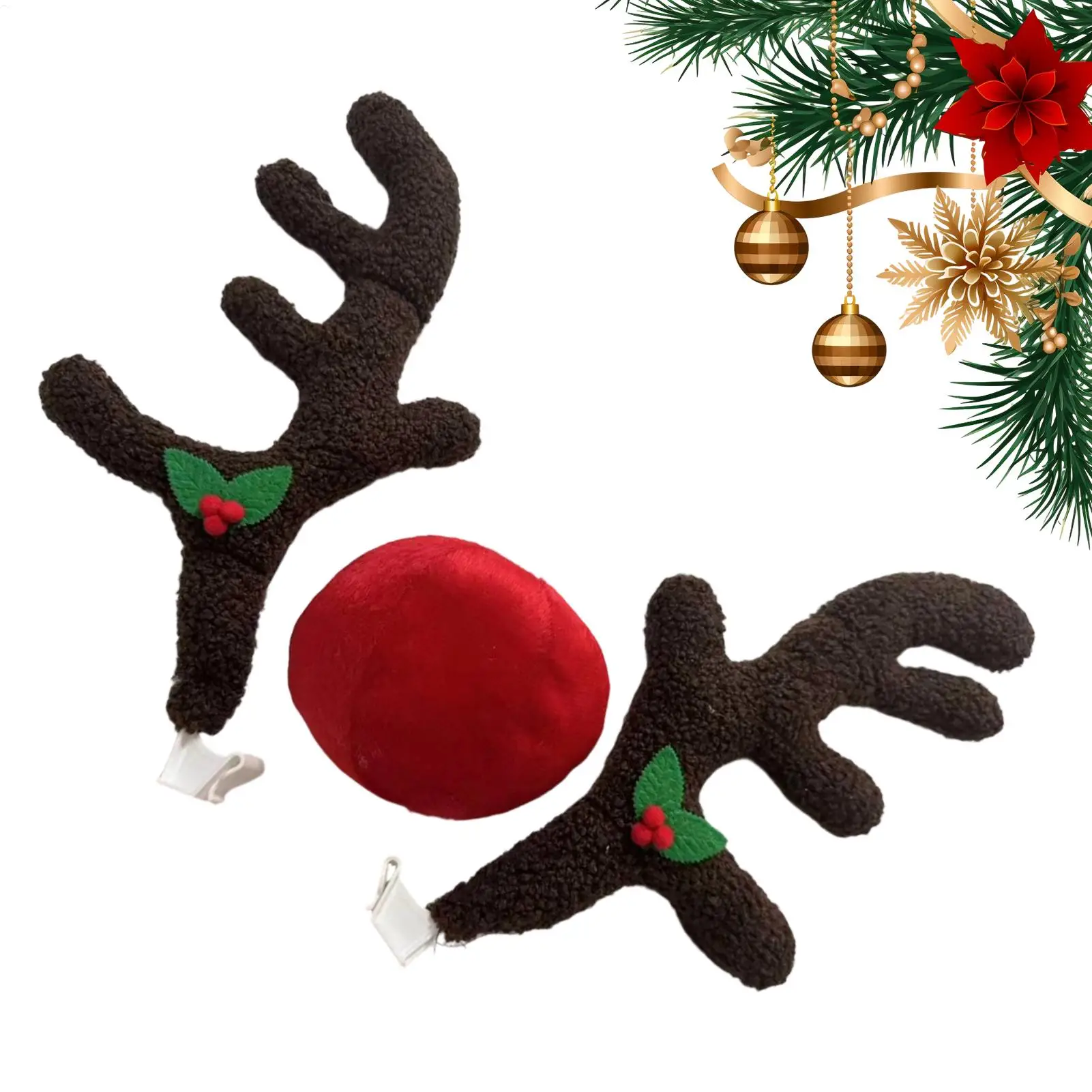 Reindeer Antlers For Cars Holiday Exterior Automotive Decoration Christmas Reindeer For Car Ornaments For Suv Van Truck Vehicle